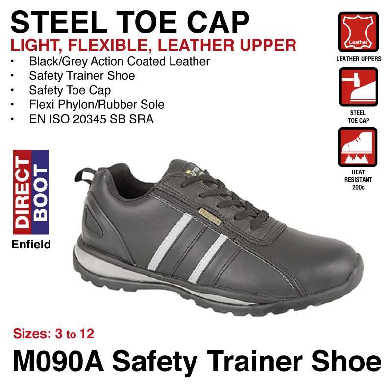 Grafters M090AS Mens Black/Grey Suede Lightweight Steel Toe Cap Safety Trainers 