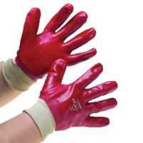 MS616 Red PVC Glove with White Wrist Bands